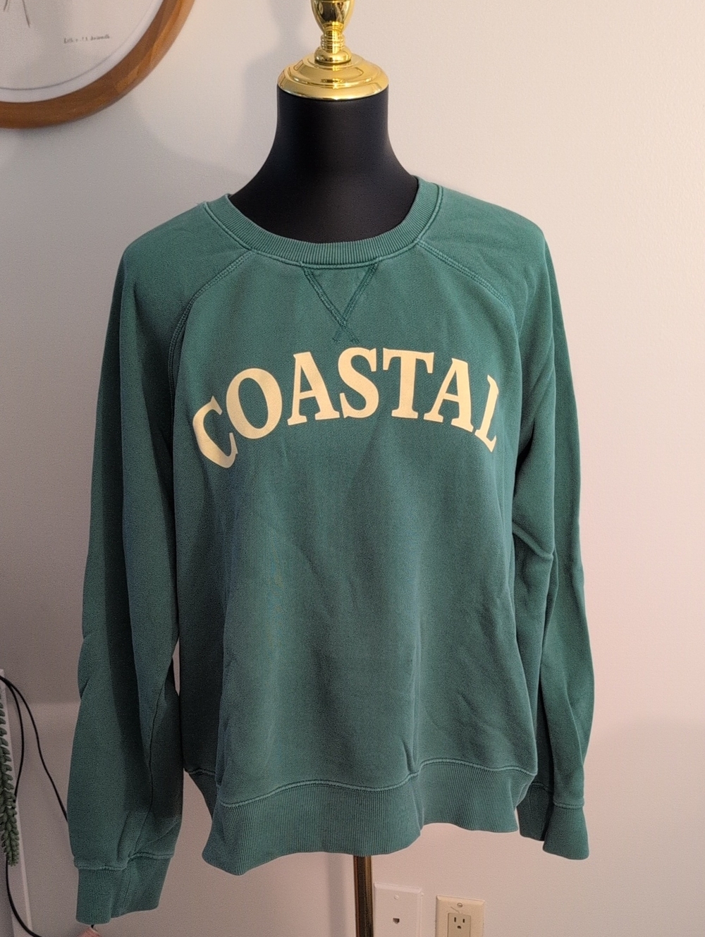 Vineyard Vines Teal Crewneck with Cream COASTAL Logo